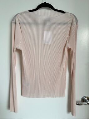 & Other Stories Pale Pink Ribbed Long Sleeve Top